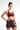 Burgundy Contrast Trim Racerback Sports Bra FAXAZE