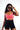Ruched Detail Sports Bra | Medium-High Impact Gym Strength Training Top [Red] - Textured Support FAXAZE